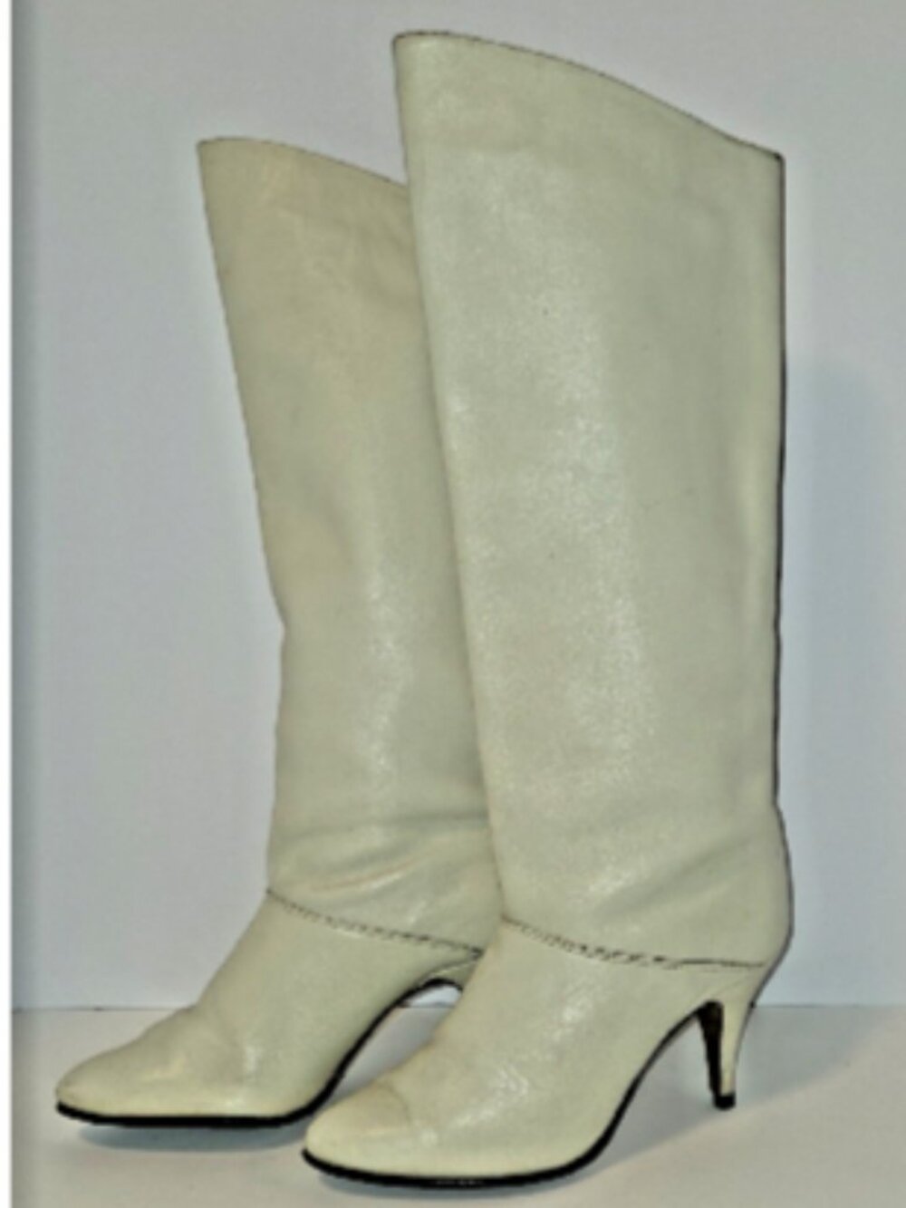 Hanna Canada Cream Leather Heeled Knee Boots Sz 7.5